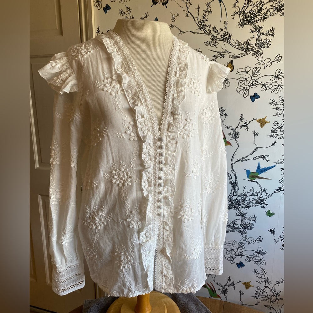 White Cotton Zimmermann Blouse